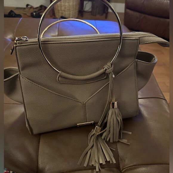 Bebe Leather Metal Handled Handbag Tassel Purse - Picture 10 of 10